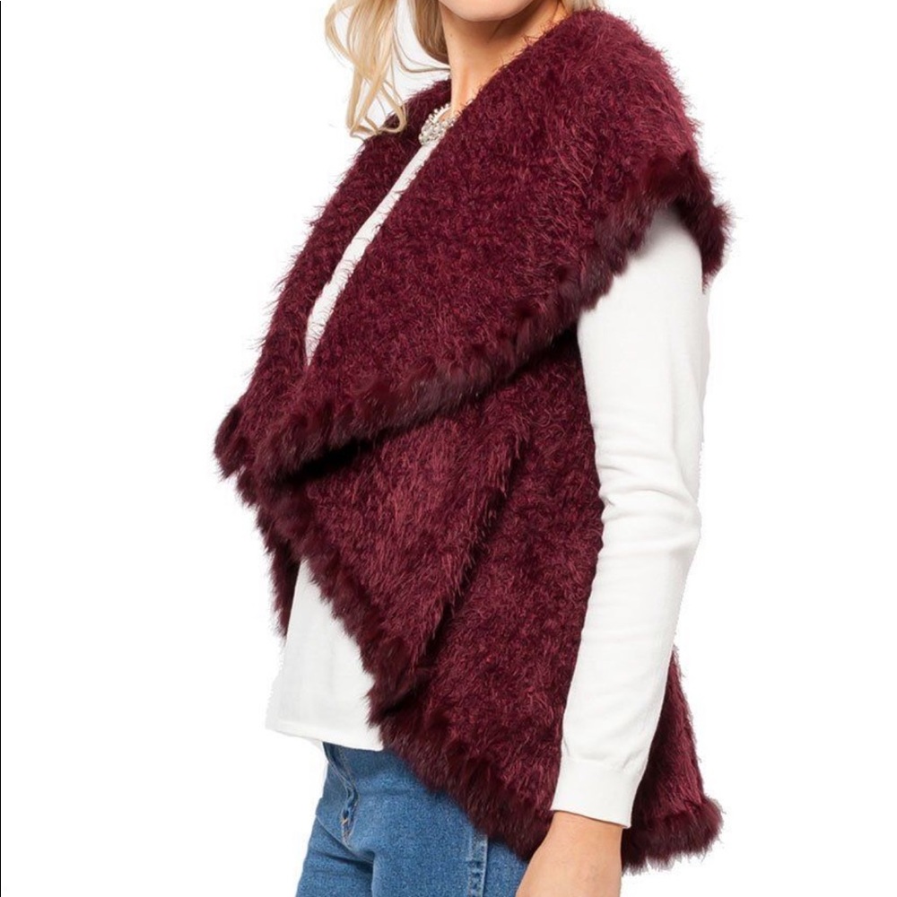 Love Token Danielle Vest with Rabbit Fur Trim